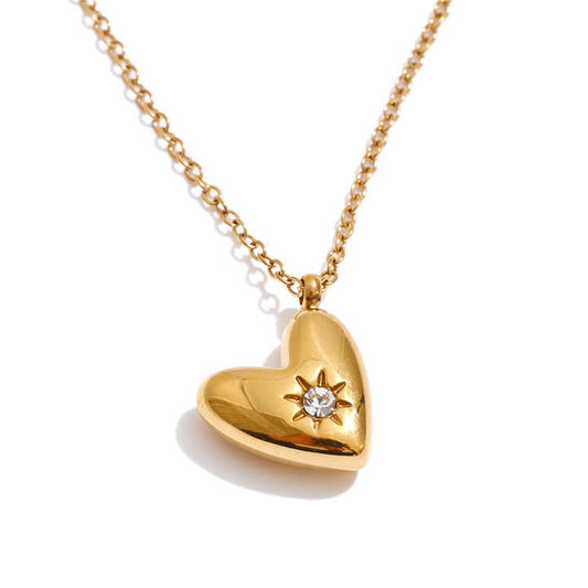 Mon coeur heart CZ pendant gold necklace SARÉ Forever Yours