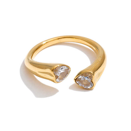 Coeur ouvert heart CZ open adjustable ring gold SARÉ Forever Yours