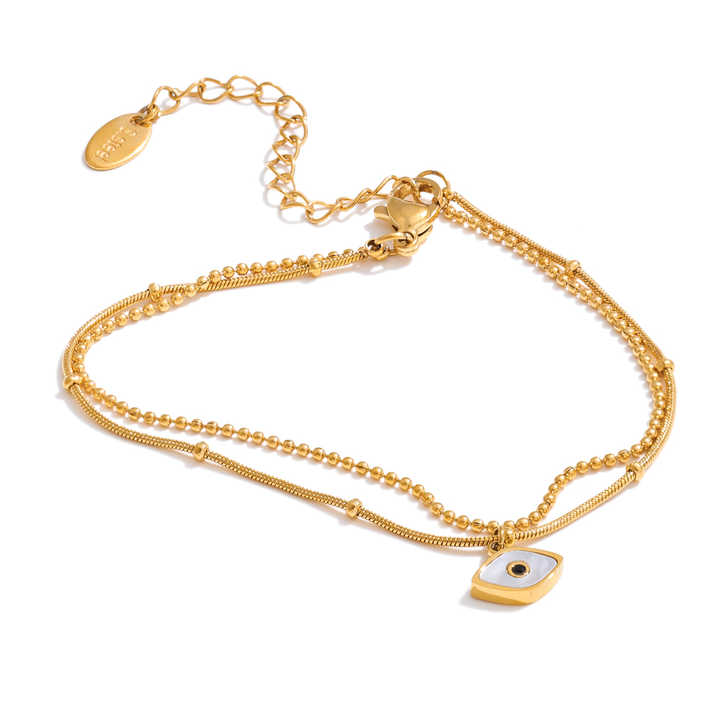 Bali eye double pearl shell bracelet gold SARÉ