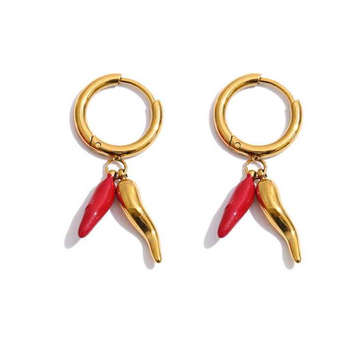 Seminyak fire red chili resin hoop earrings gold SARÉ Bali
