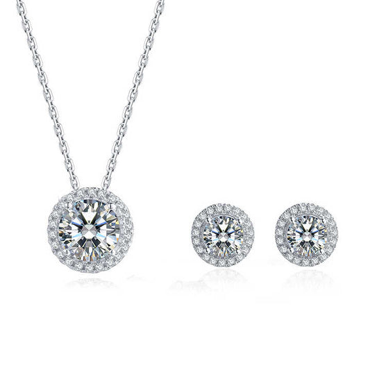 Devotion moissanite 925 silver earring necklace set SARÉ Forever Yours