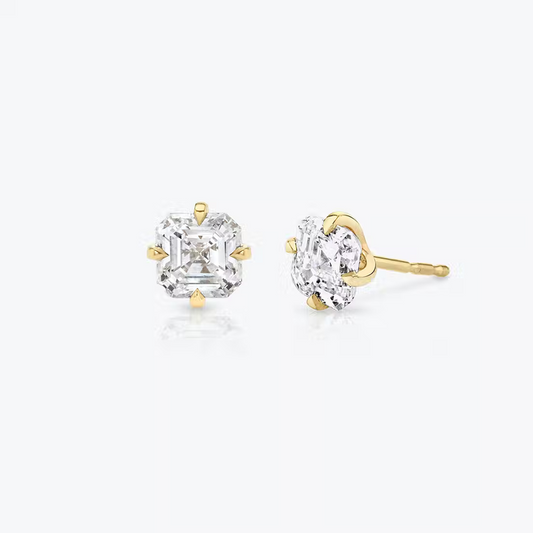 Lumiere square CZ 925 silver gold stud earrings SARÉ Forever Yours